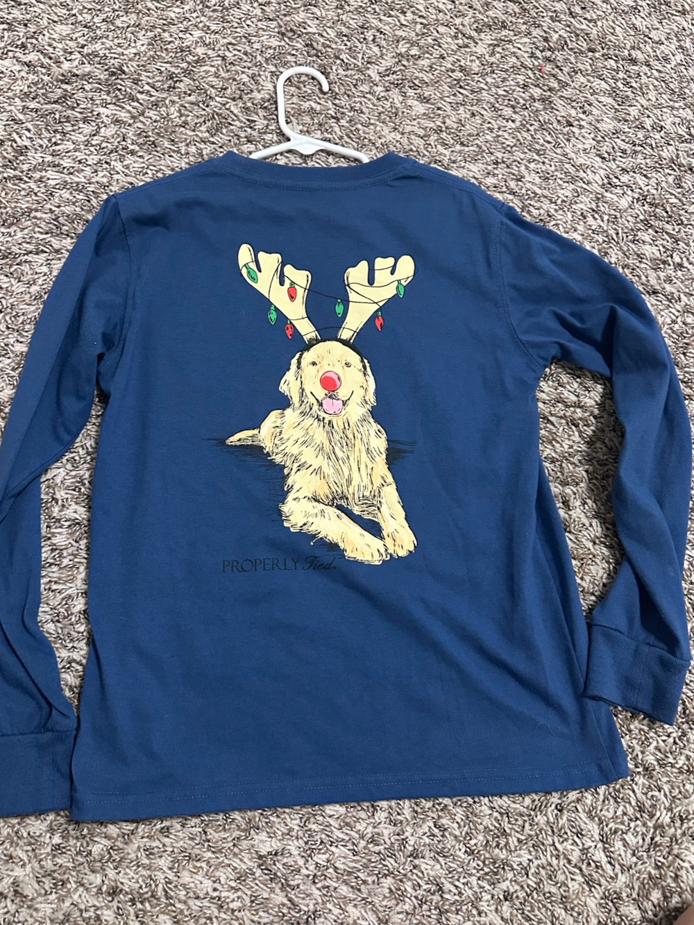 Properly Tied Kids' Navy Long-Sleeve Holiday Dog Top